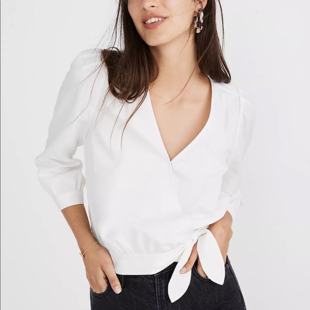 Madewell Wrap Top in Pure White